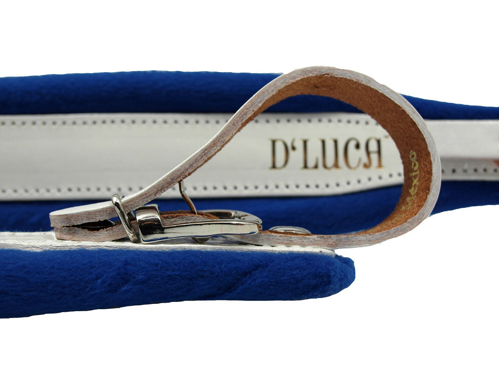 D'Luca Pro SB Series Genuine Leather Accordion Straps White/Blue
