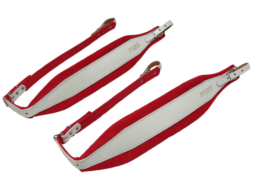 D'Luca Pro SB Series Genuine Leather Accordion Straps White/Red