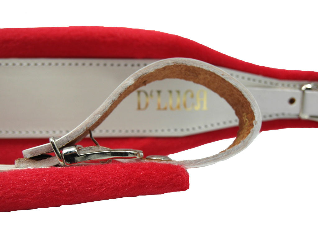 D'Luca Pro SB Series Genuine Leather Accordion Straps White/Red