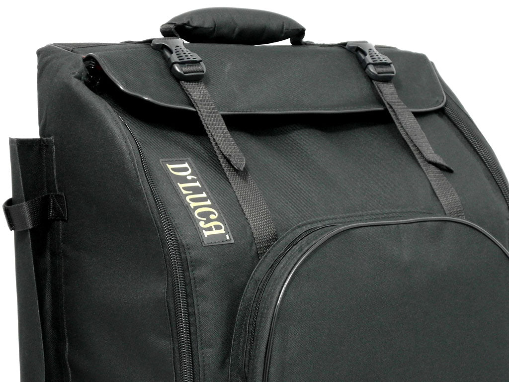 D'Luca Pro Series Accordion Gig Bag for 12 Bass Accordions, 1,2 and 3 Row Buttons, Panther, Corona, Black