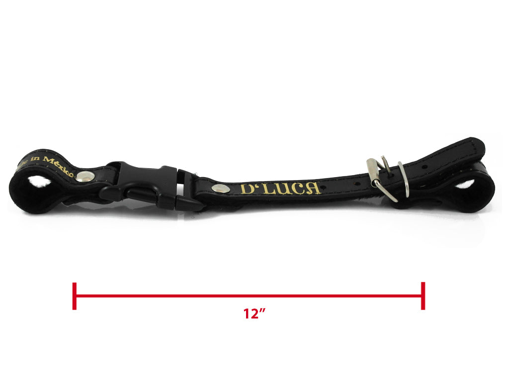 D'Luca Pro Series Leather Accordion Back Strap 12 Inches Long, Black