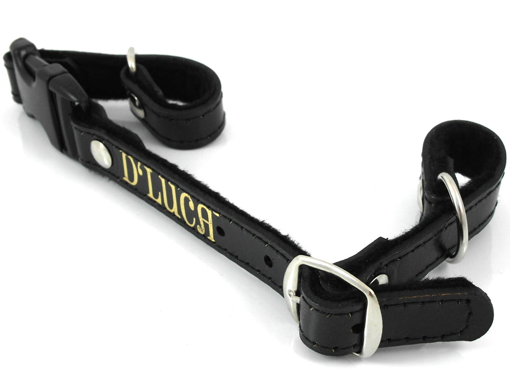 D'Luca Pro Series Leather Accordion Back Strap 14 Inches Long, Black