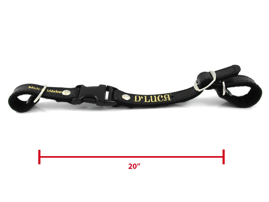 D'Luca Pro Series Leather Accordion Back Strap 20 Inches Long, Black