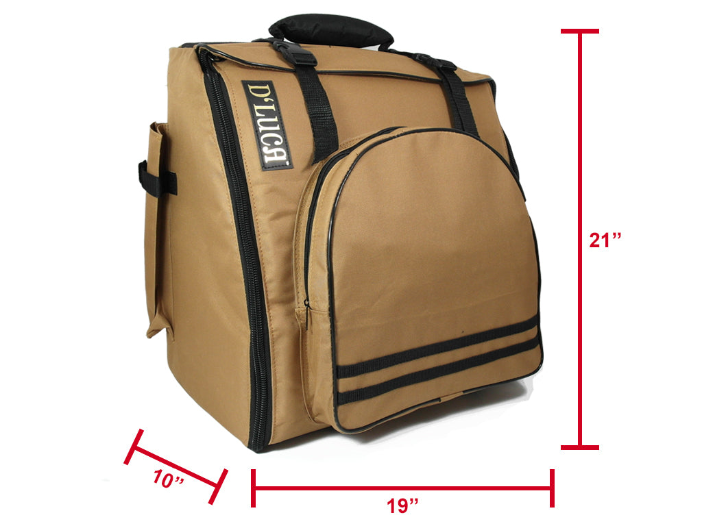 D'Luca Pro Series Accordion Gig Bag for 48/72 Bass Piano Accordions, Brown