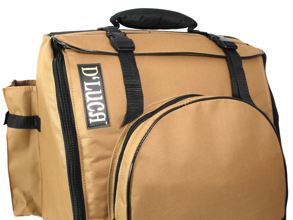 D'Luca Pro Series Accordion Gig Bag for 48/72 Bass Piano Accordions, Brown