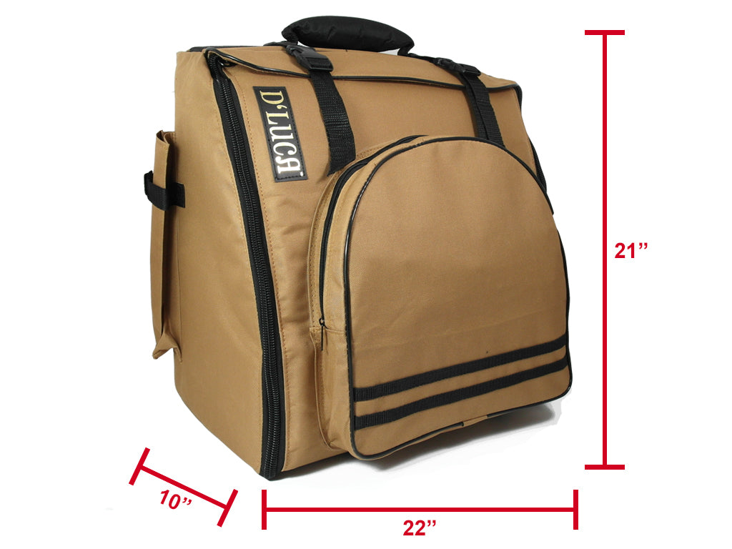 D'Luca Pro Series Accordion Gig Bag for 96/120 Bass Piano Accordions, Brown