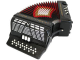 D'Luca Patron Button Accordion 3 Switches 34 Keys 12 Bass on GCF Key with Case and Straps, Black