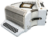 D'Luca Toro Button Accordion 31 Keys 12 Bass on GCF Key with Case and Straps, White