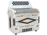 D'Luca Toro Button Accordion 31 Keys 12 Bass on GCF Key with Case and Straps, White