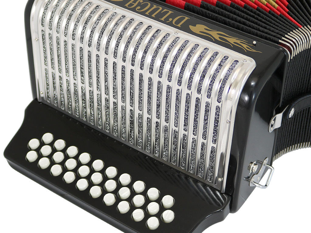 D'Luca Toro Button Accordion 31 Keys 12 Bass on FBE Key with Case and Straps, Black