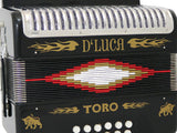 D'Luca Toro Button Accordion 31 Keys 12 Bass on FBE Key with Case and Straps, Black