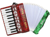 D'Luca Grand Junior Piano Accordion 22 Keys 8 Bass with Gig Bag, Red, White, Green