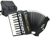 D'Luca Grand Junior Piano Accordion 22 Keys 8 Bass with Gig Bag, Black
