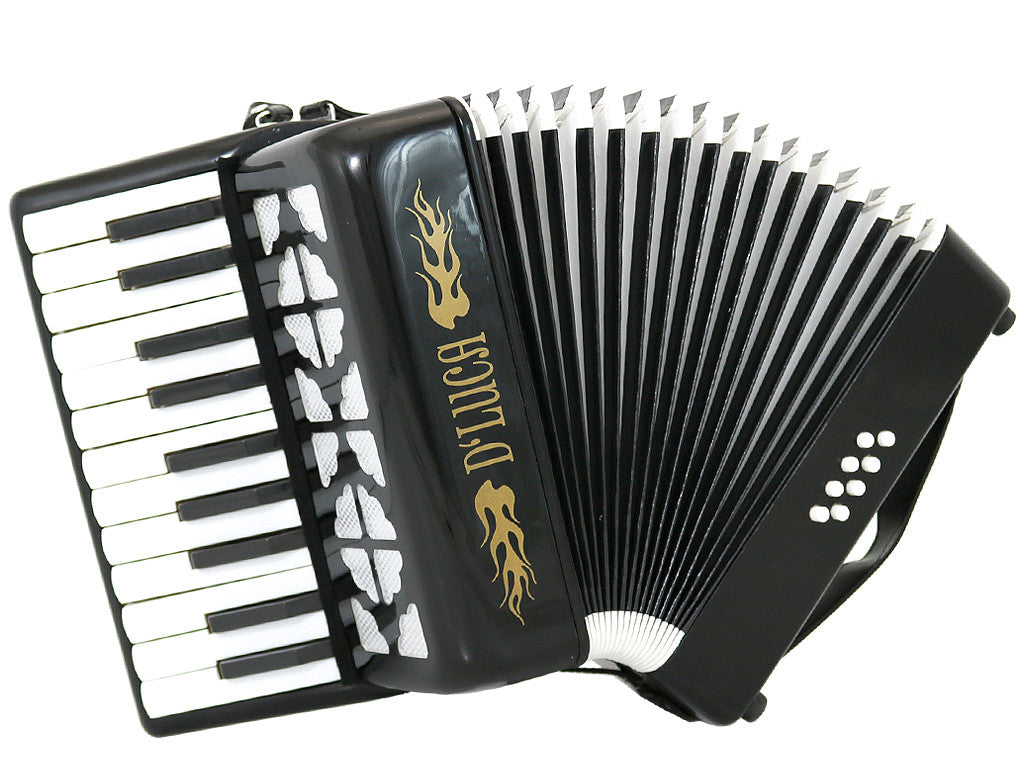 D'Luca Grand Junior Piano Accordion 22 Keys 8 Bass with Gig Bag, Black