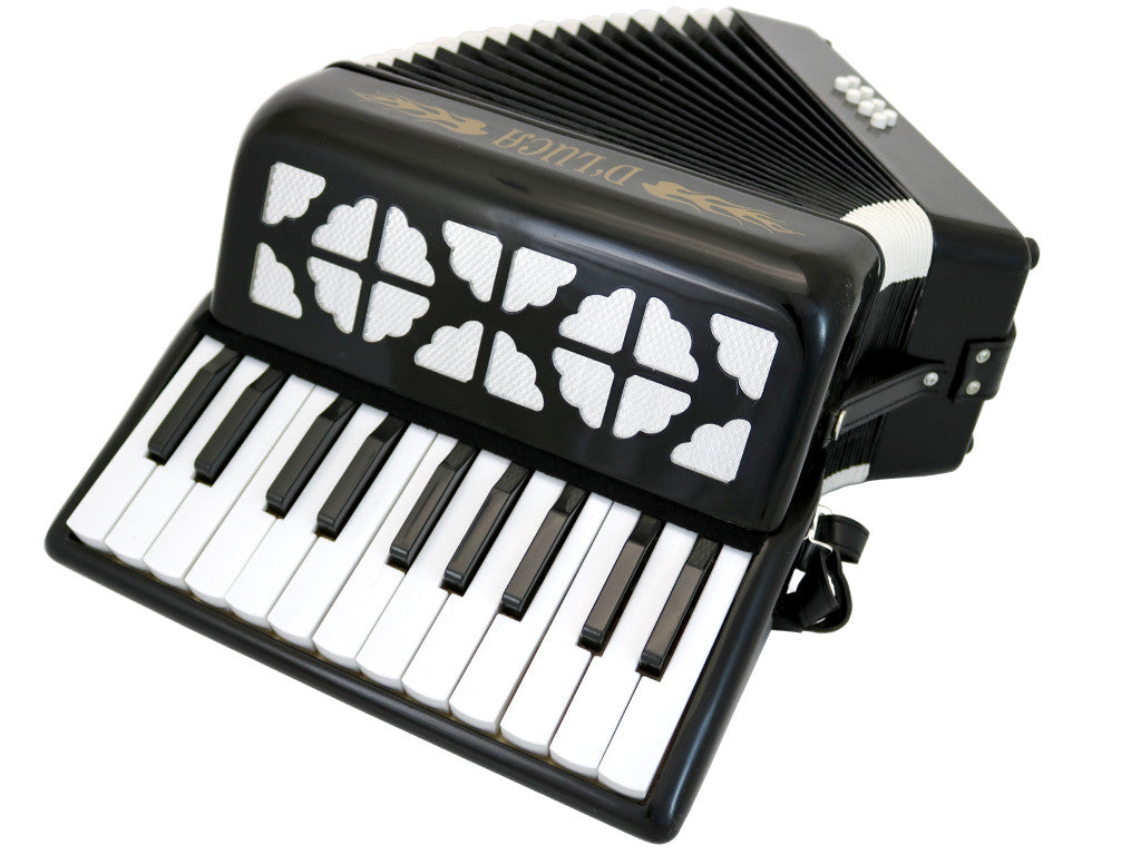 D'Luca Grand Junior Piano Accordion 22 Keys 8 Bass with Gig Bag, Black