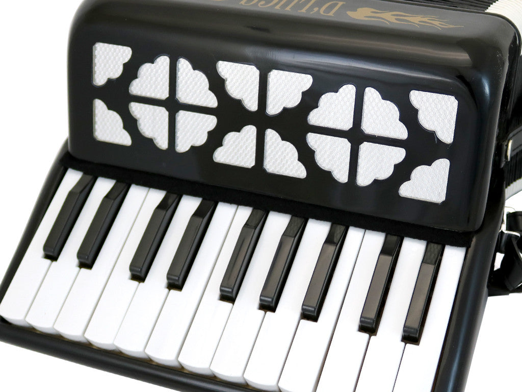 D'Luca Grand Junior Piano Accordion 22 Keys 8 Bass with Gig Bag, Black