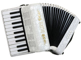 D'Luca Grand Junior Piano Accordion 22 Keys 8 Bass with Gig Bag, White