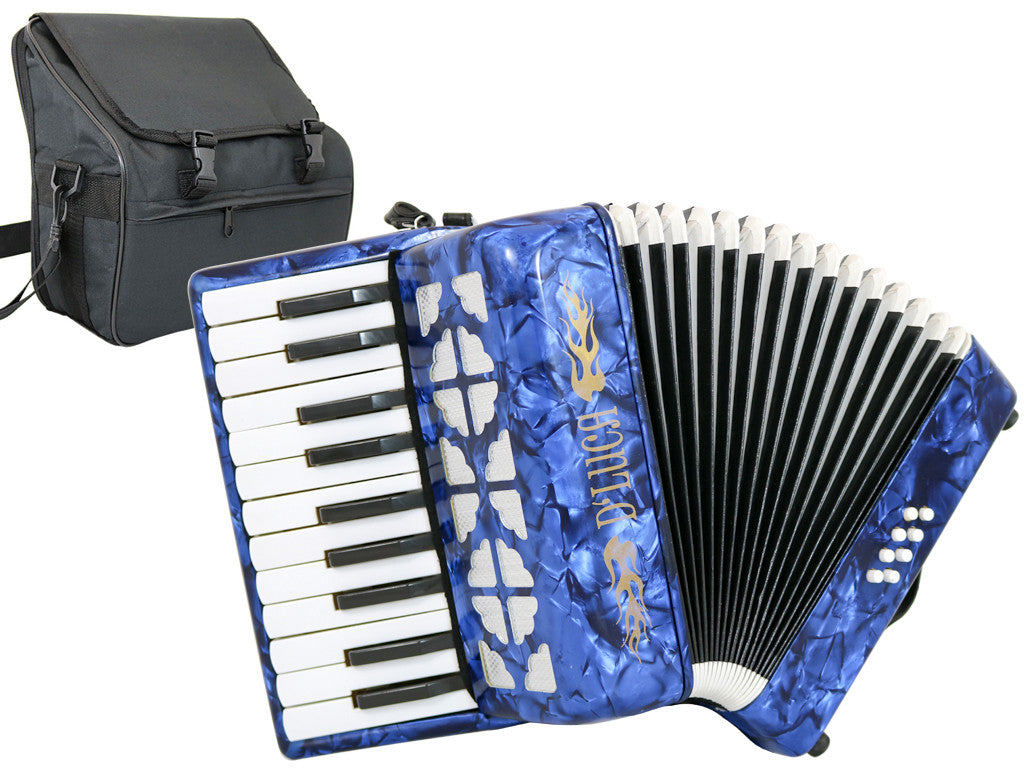 D'Luca Grand Junior Piano Accordion 22 Keys 8 Bass with Gig Bag, Blue