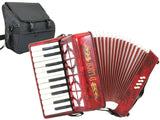 D'Luca Grand Junior Piano Accordion 22 Keys 8 Bass with Gig Bag, Red