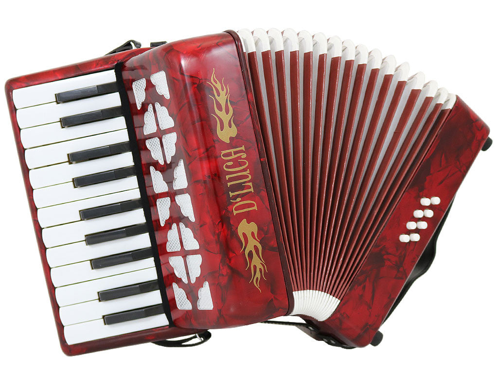 D'Luca Grand Junior Piano Accordion 22 Keys 8 Bass with Gig Bag, Red