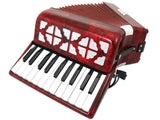 D'Luca Grand Junior Piano Accordion 22 Keys 8 Bass with Gig Bag, Red