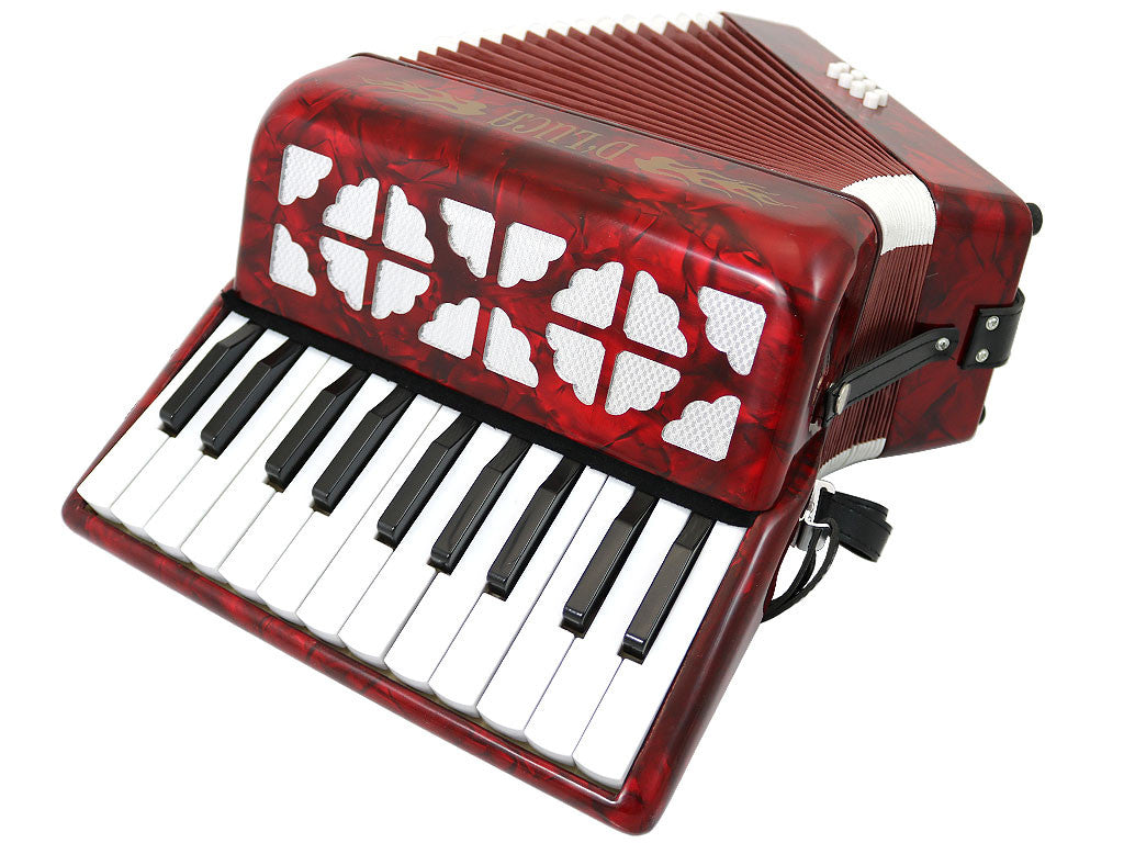 D'Luca Grand Junior Piano Accordion 22 Keys 8 Bass with Gig Bag, Red