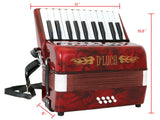 D'Luca Grand Junior Piano Accordion 22 Keys 8 Bass with Gig Bag, Red