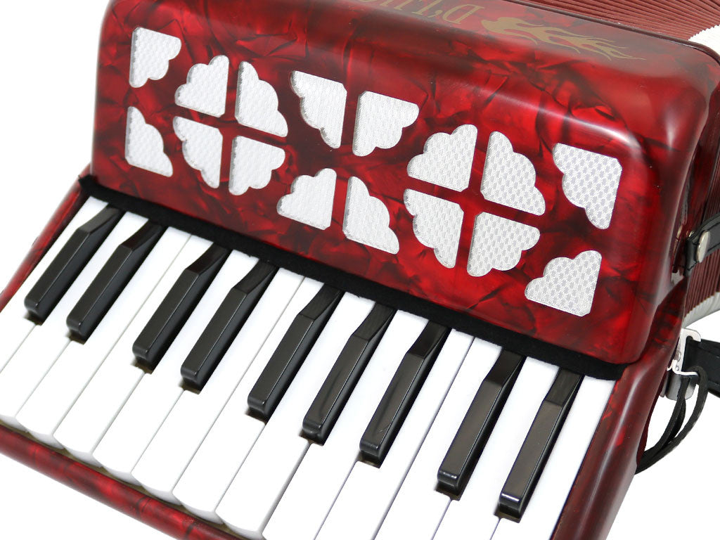 D'Luca Grand Junior Piano Accordion 22 Keys 8 Bass with Gig Bag, Red