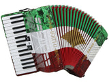 D'Luca Grand Piano Accordion 3 Switches 30 Keys 48 Bass with Case and Straps, Red, White, Green