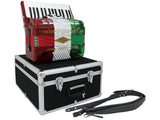 D'Luca Grand Piano Accordion 3 Switches 30 Keys 48 Bass with Case and Straps, Red, White, Green