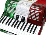 D'Luca Grand Piano Accordion 3 Switches 30 Keys 48 Bass with Case and Straps, Red, White, Green