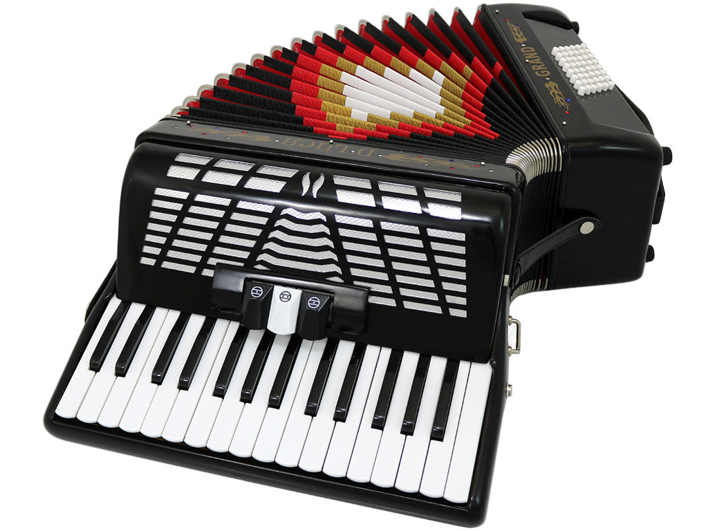 D'Luca Grand Piano Accordion 3 Switches 30 Keys 48 Bass with Case and Straps, Black