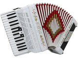 D'Luca Grand Piano Accordion 3 Switches 30 Keys 48 Bass with Case and Straps, White