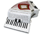 D'Luca Grand Piano Accordion 3 Switches 30 Keys 48 Bass with Case and Straps, White