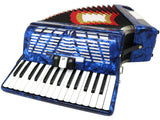 D'Luca Grand Piano Accordion 3 Switches 30 Keys 48 Bass with Case and Straps, Blue