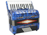 D'Luca Grand Piano Accordion 3 Switches 30 Keys 48 Bass with Case and Straps, Blue