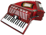 D'Luca Grand Piano Accordion 3 Switches 30 Keys 48 Bass with Case and Straps, Red