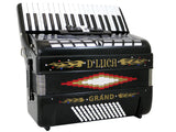 D'Luca Grand Piano Accordion 5 Switches 34 Keys 72 Bass with Case and Straps, Black