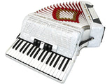 D'Luca Grand Piano Accordion 5 Switches 34 Keys 72 Bass with Case and Straps, White