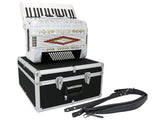 D'Luca Grand Piano Accordion 5 Switches 34 Keys 72 Bass with Case and Straps, White