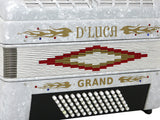 D'Luca Grand Piano Accordion 5 Switches 34 Keys 72 Bass with Case and Straps, White
