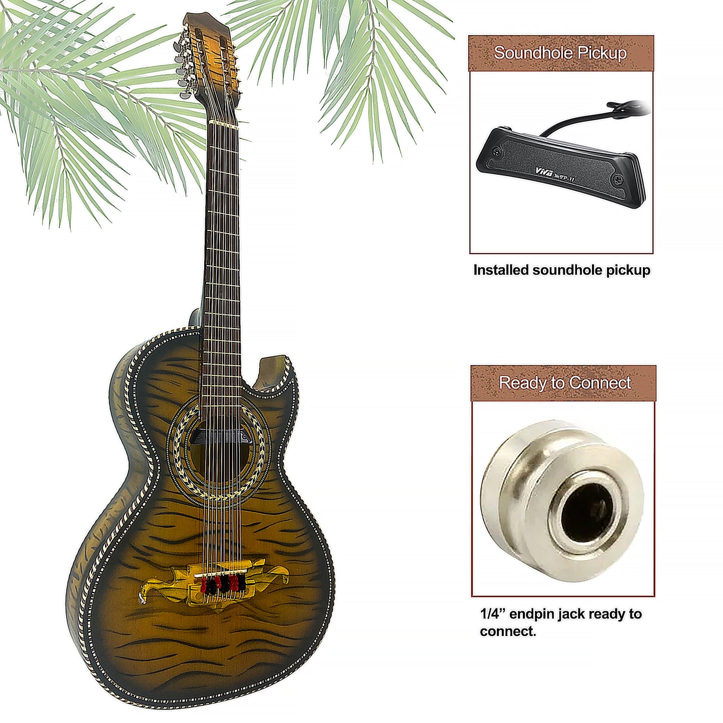 D'Luca Paracho Bajo Quinto Acoustic-Electric Tiger Yellow