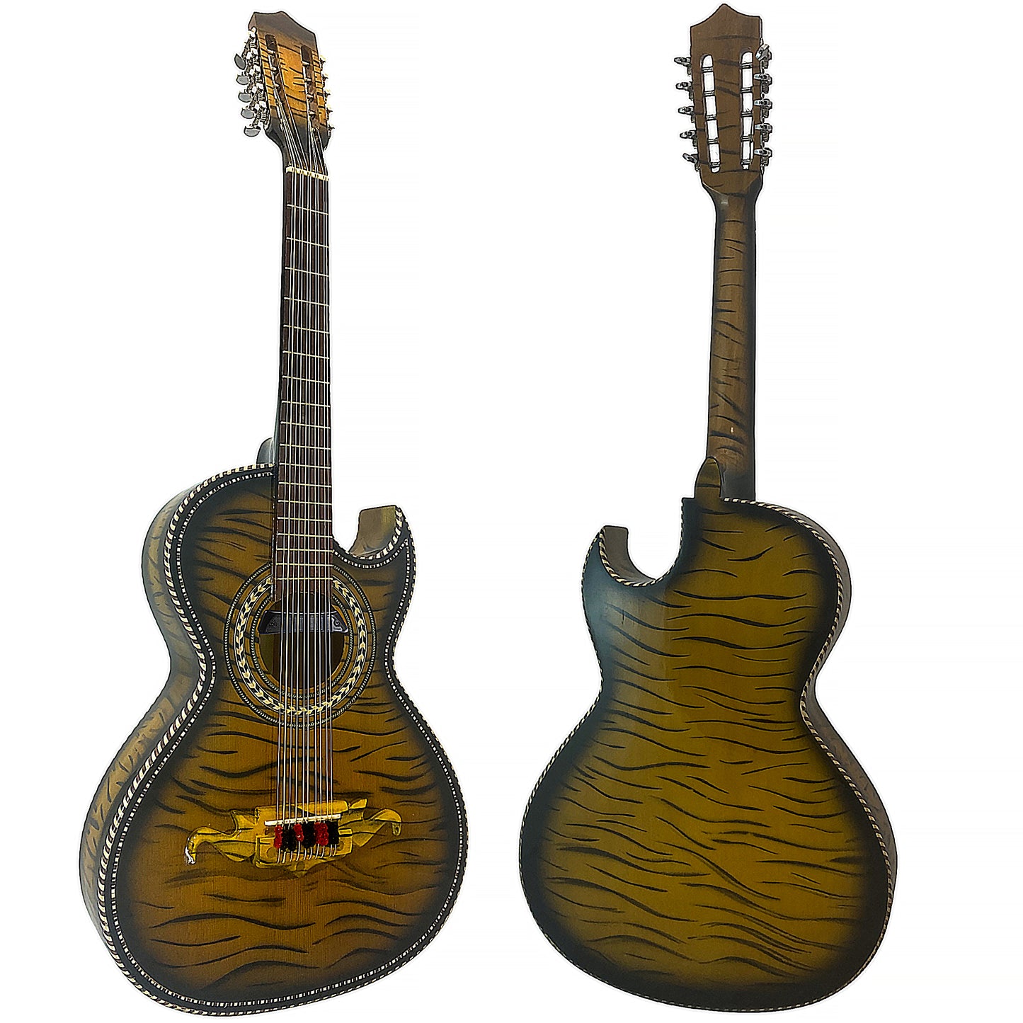 D'Luca Paracho Bajo Quinto Acoustic-Electric Tiger Yellow