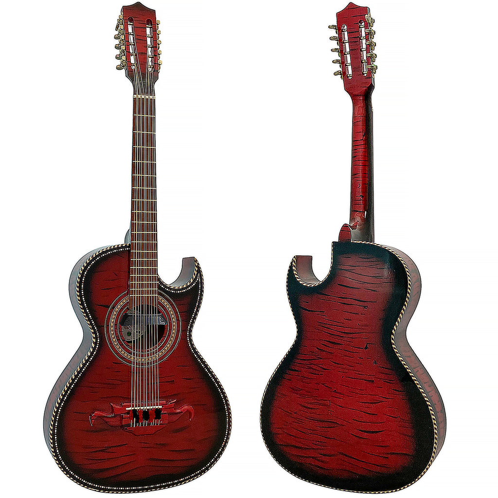 D'Luca Paracho Bajo Quinto Acoustic-Electric Tiger Red