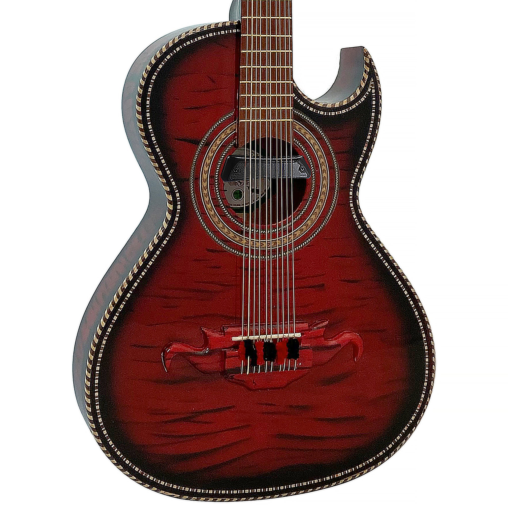 D'Luca Paracho Bajo Quinto Acoustic-Electric Tiger Red